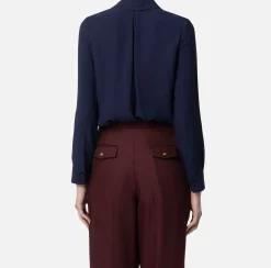 Camicia in georgette con patte ricamate