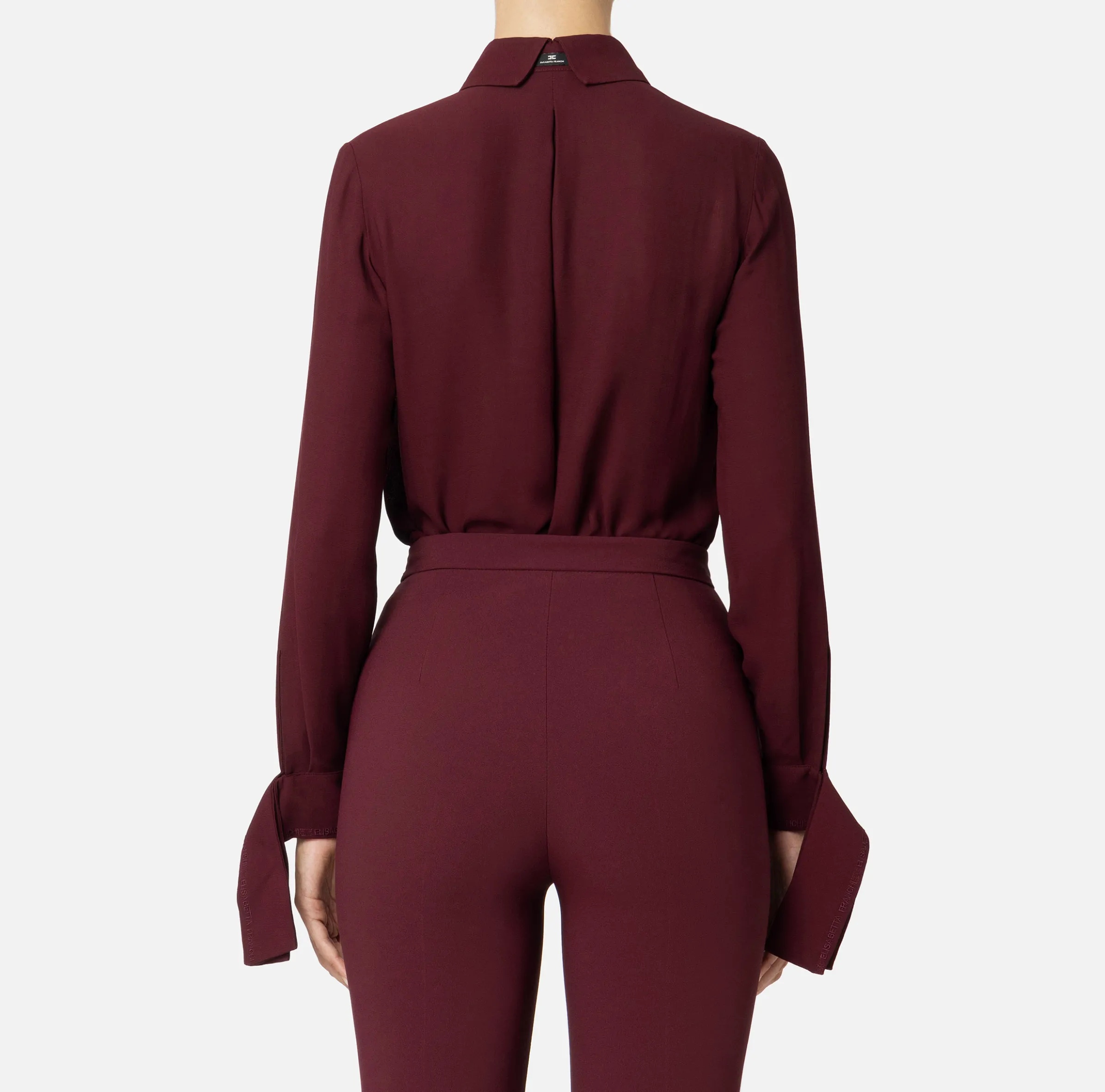Camicia in georgette con polsi ricamati