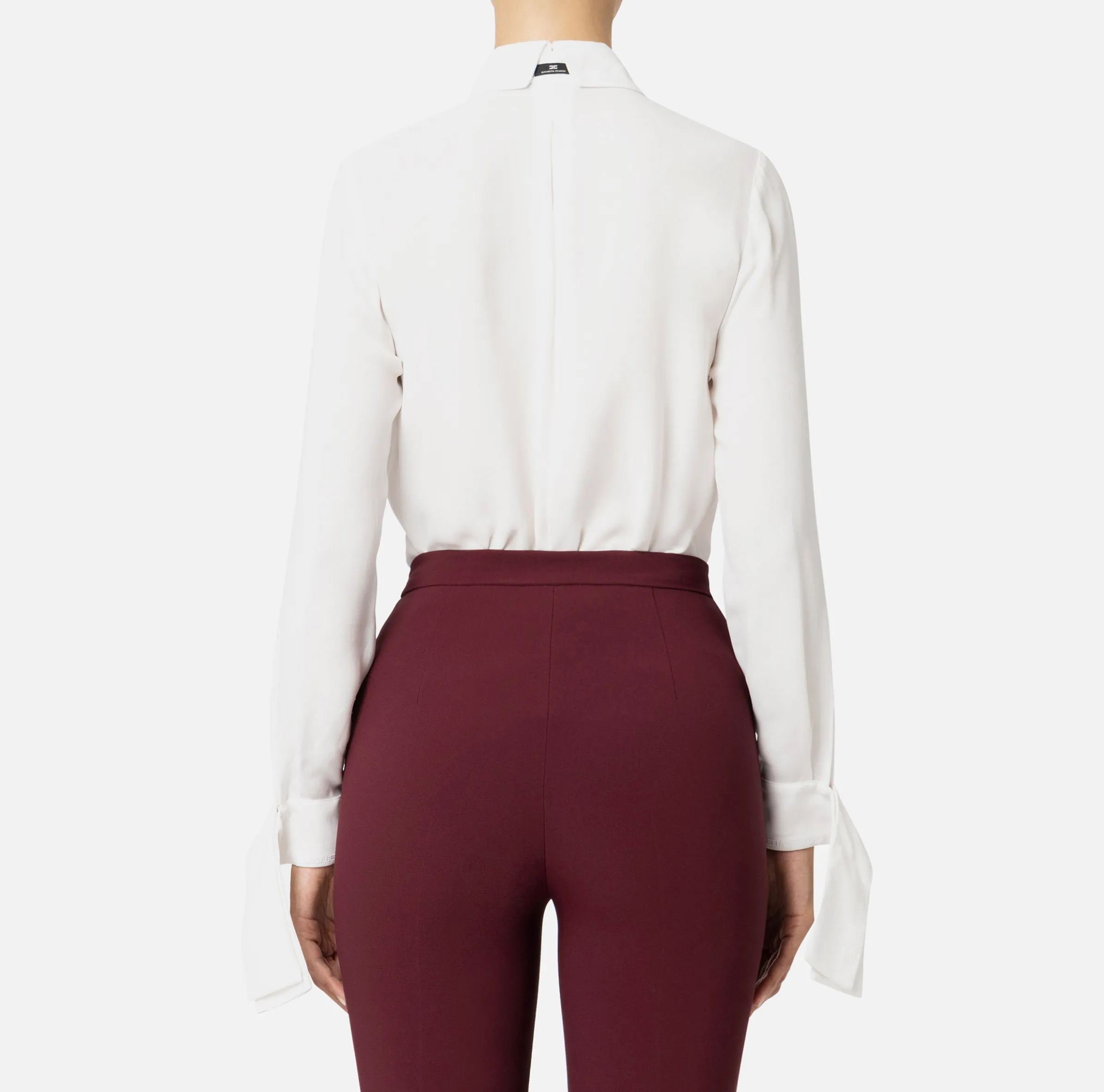 Camicia in georgette con polsi ricamati