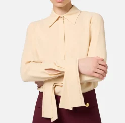 Camicia in georgette con polsi ricamati