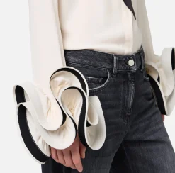 Camicia in georgette con ruches e foulard