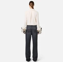 Camicia in georgette con ruches e foulard