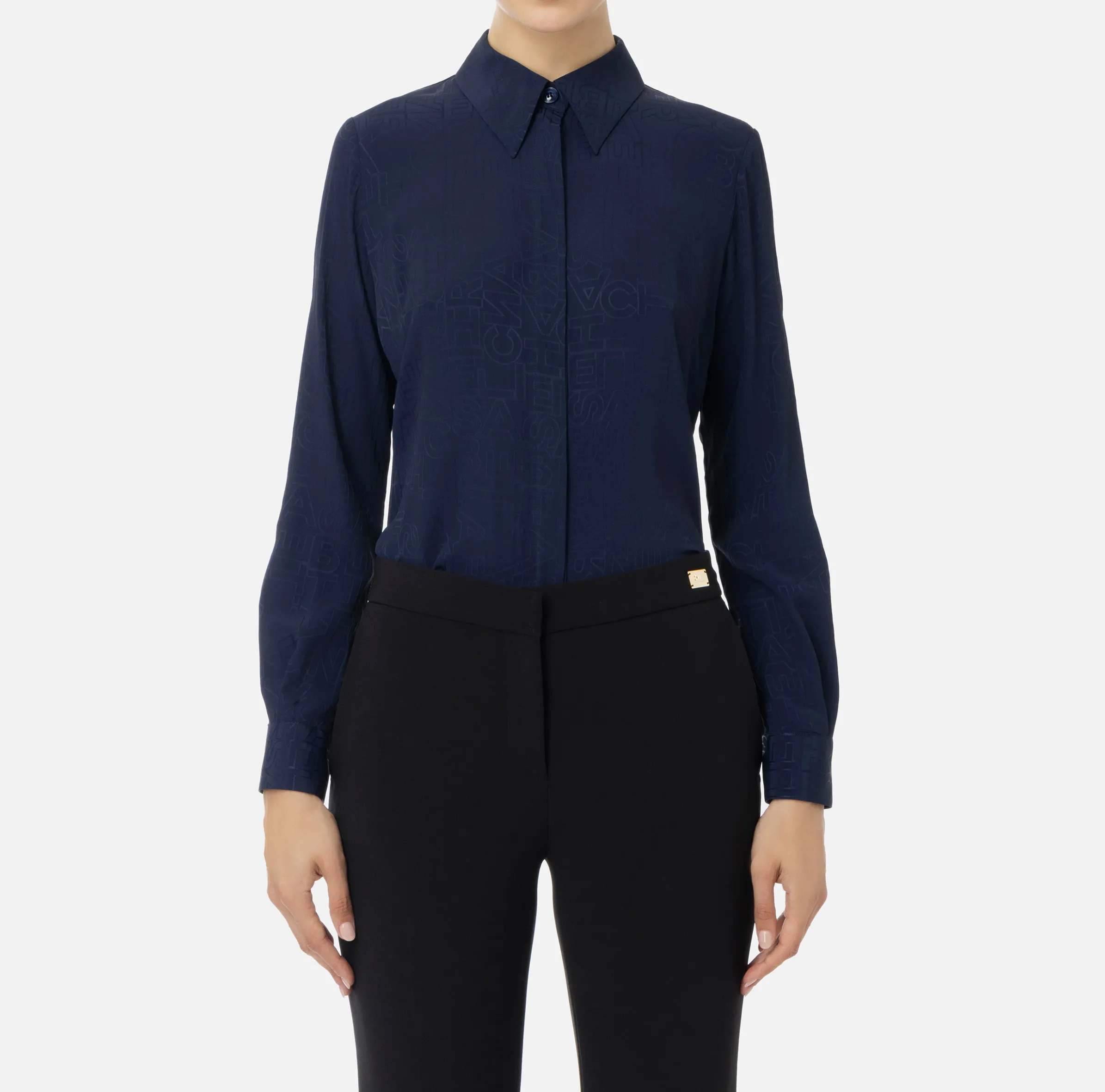 Camicia in georgette jacquard lettering