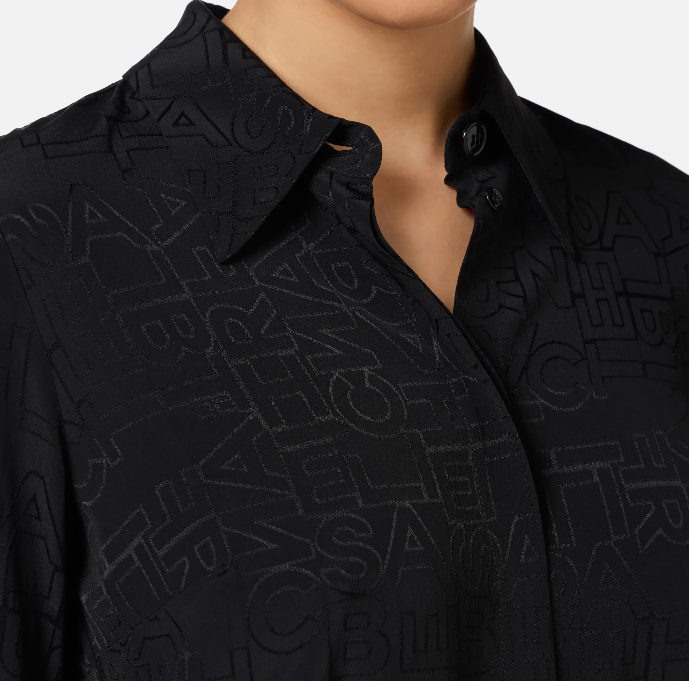 Camicia in georgette jacquard lettering