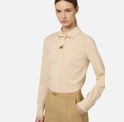 Camicia in georgette stretch con fiocco