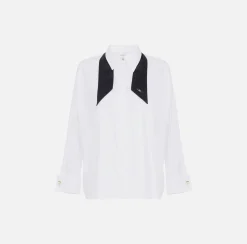 Camicia in popeline con cravattino in contrasto