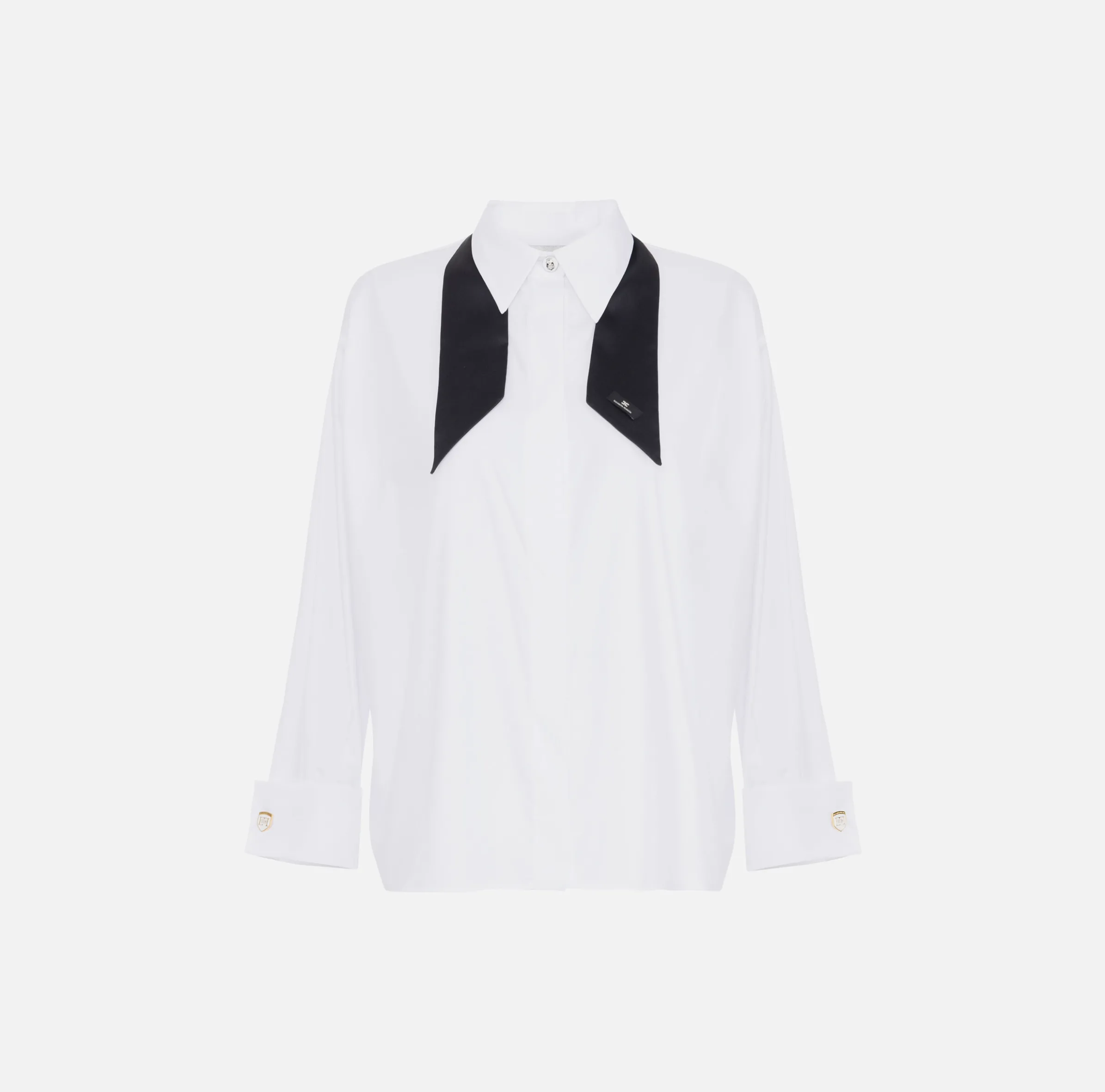 Camicia in popeline con cravattino in contrasto