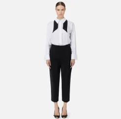 Camicia in popeline con cravattino in contrasto