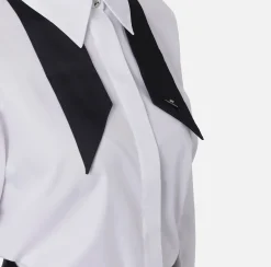 Camicia in popeline con cravattino in contrasto