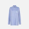 Camicia in popeline con etichetta in organza ricamata