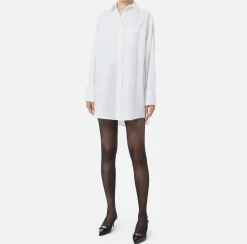 Camicia in popeline con etichetta in organza ricamata