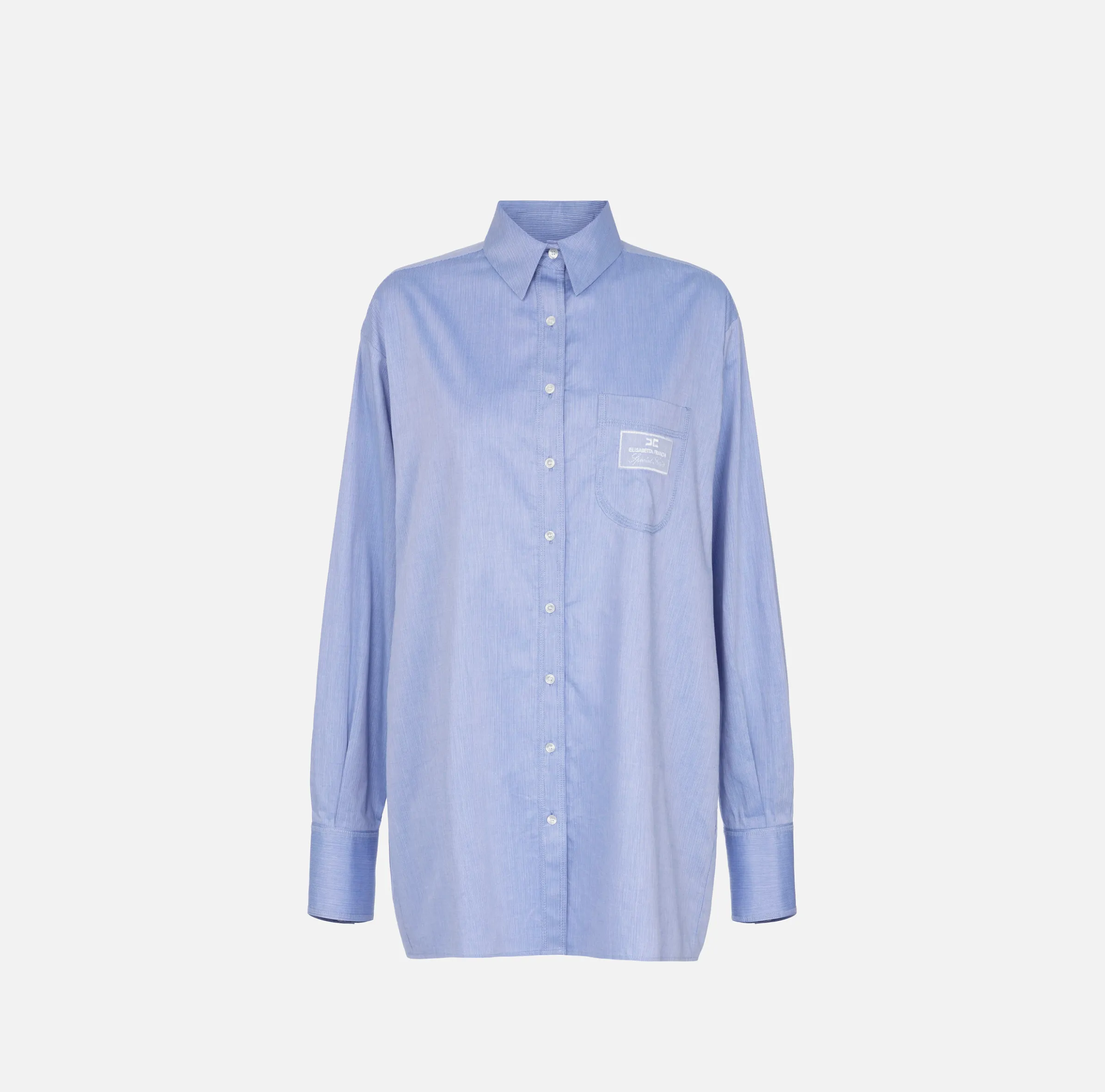 Camicia in popeline con etichetta in organza ricamata