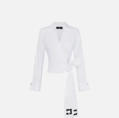 Camicia in popeline con fusciacca ricamata
