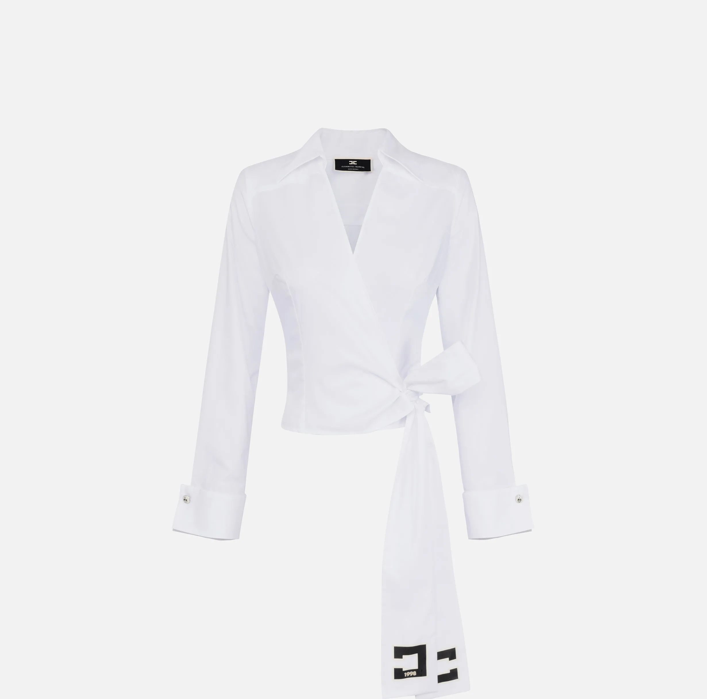 Camicia in popeline con fusciacca ricamata