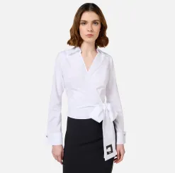 Camicia in popeline con fusciacca ricamata