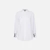 Camicia in popeline con logo sui polsi