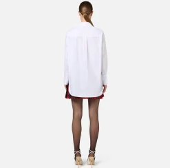 Camicia in popeline con logo sui polsi