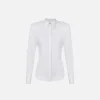 Camicia in popeline con spalle strutturate