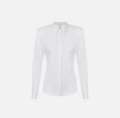 Camicia in popeline con spalle strutturate