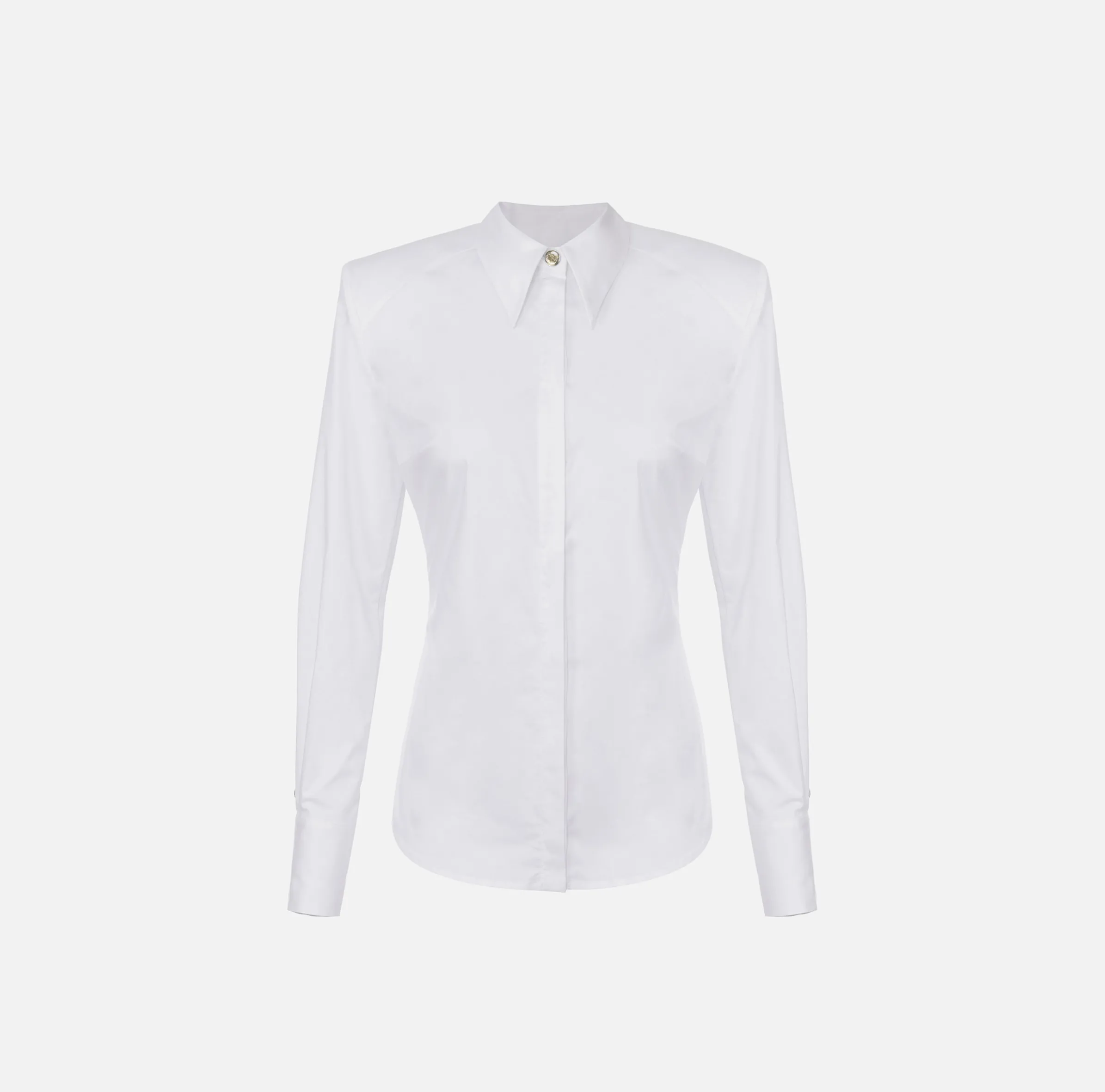 Camicia in popeline con spalle strutturate