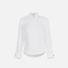 Camicia in popeline di cotone con arricciatura e stemma logo