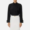 Camicia in popeline di cotone con arricciatura e stemma logo