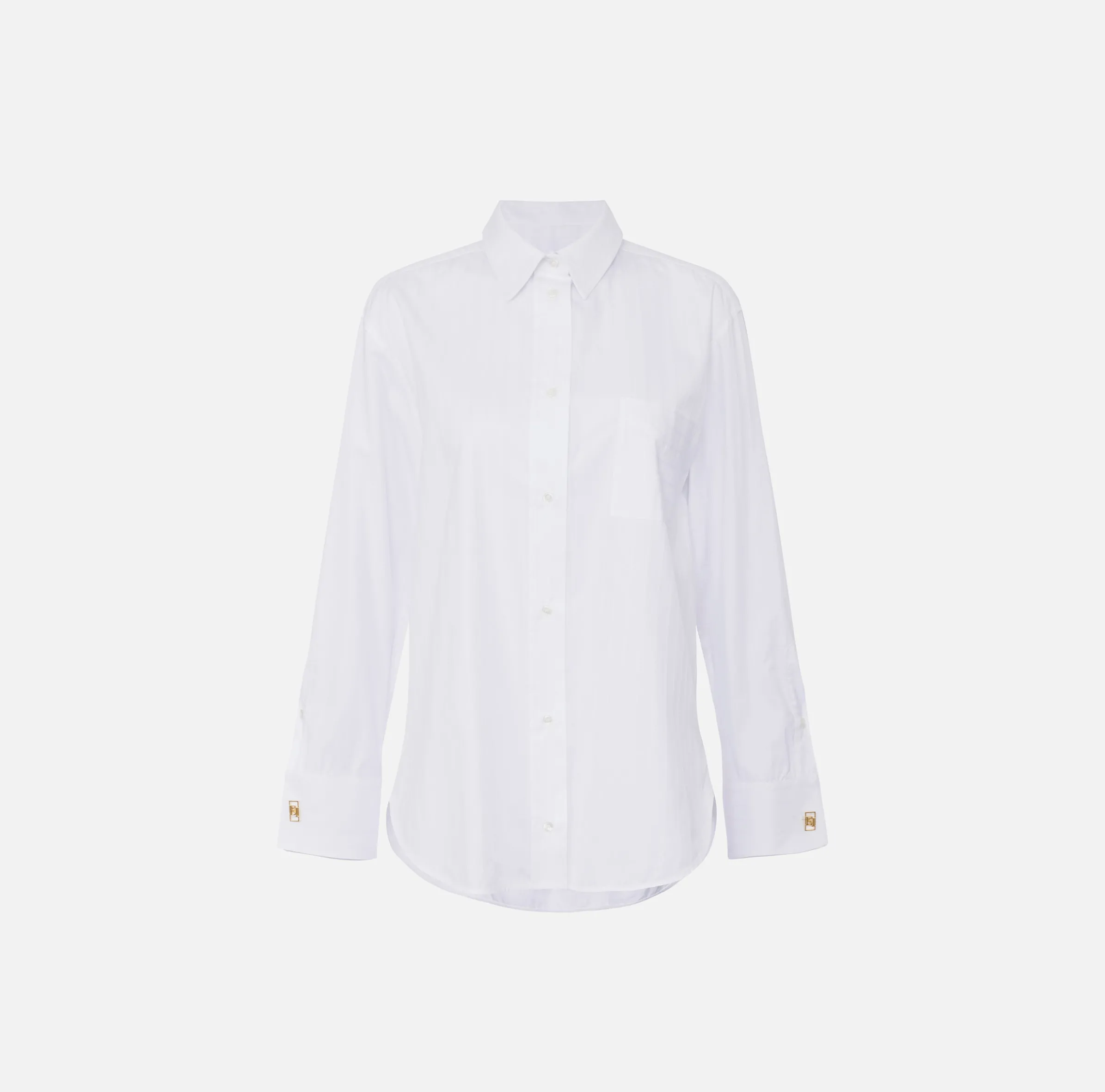 Camicia in popeline jacquard a righe con gemelli