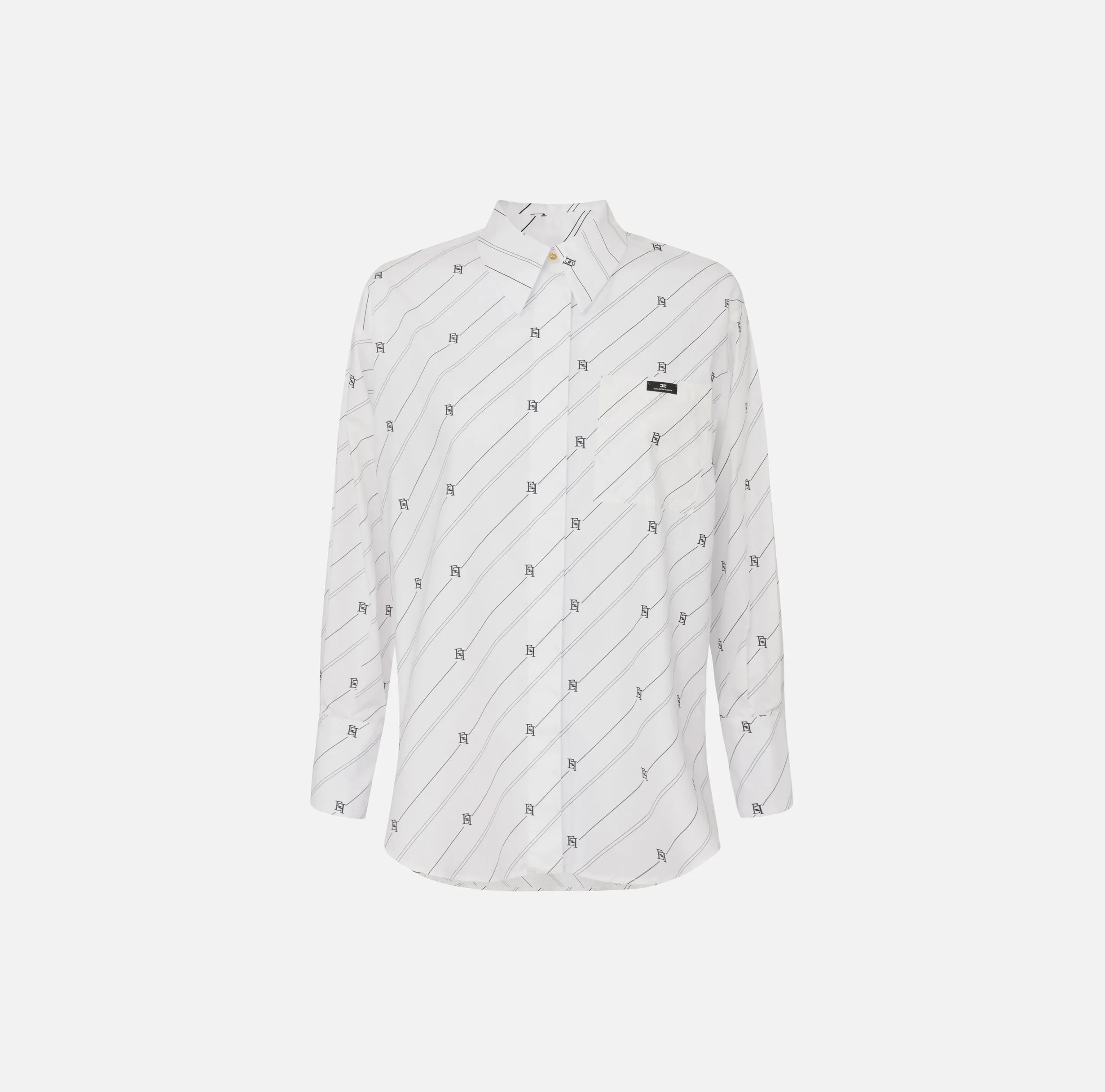 Camicia in popeline stampato con etichetta logo