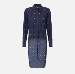 Camicia in popeline stampato con fondo asimmetrico