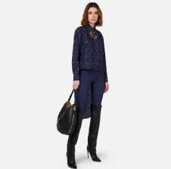 Camicia in popeline stampato con fondo asimmetrico
