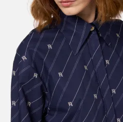 Camicia in popeline stampato con fondo asimmetrico