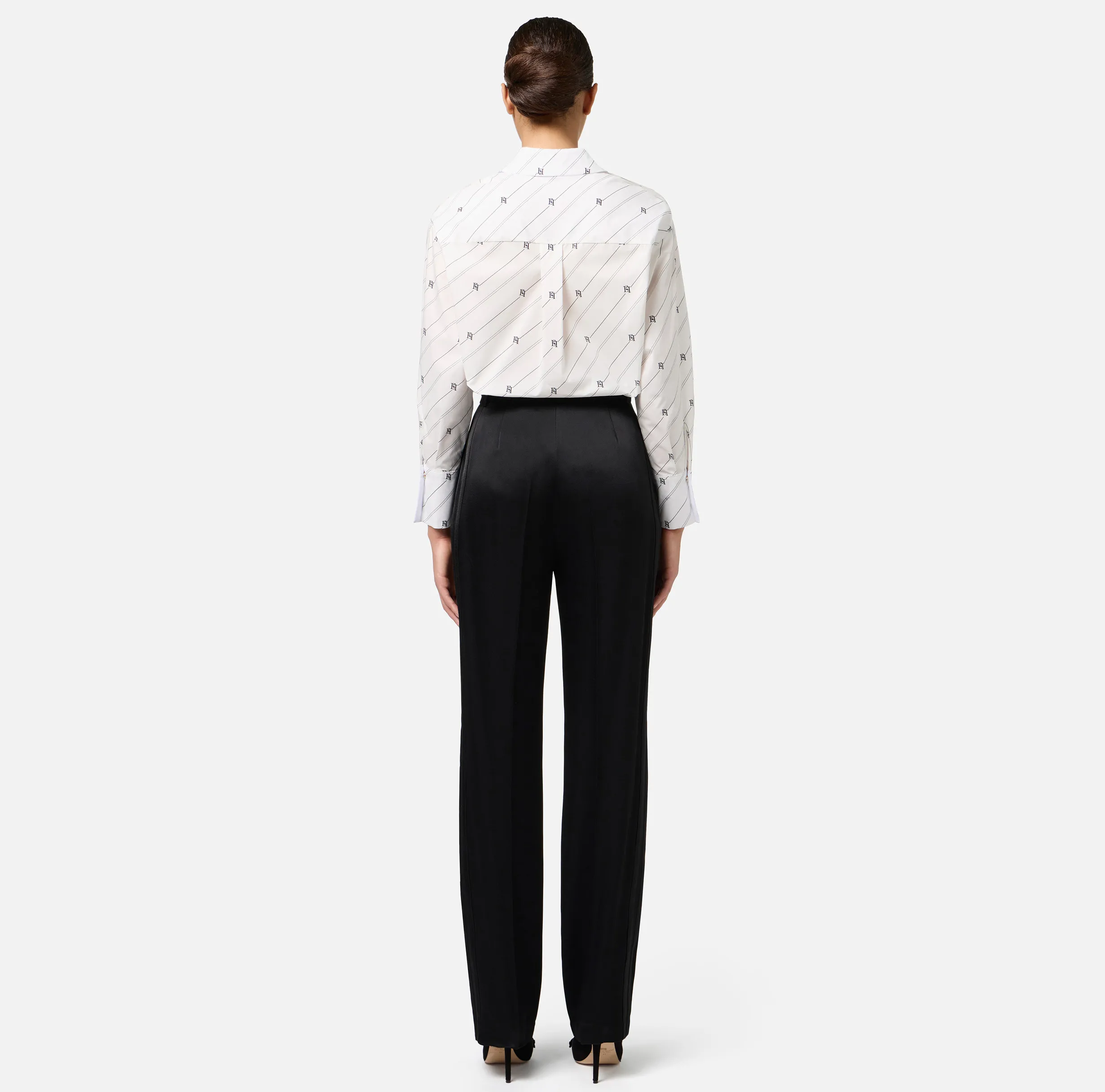 Camicia in popeline stampato con etichetta logo