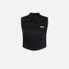 Camicia smanicata in popeline con elastici logati