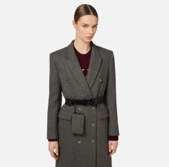 Cappotto doppiopetto con cintura utility