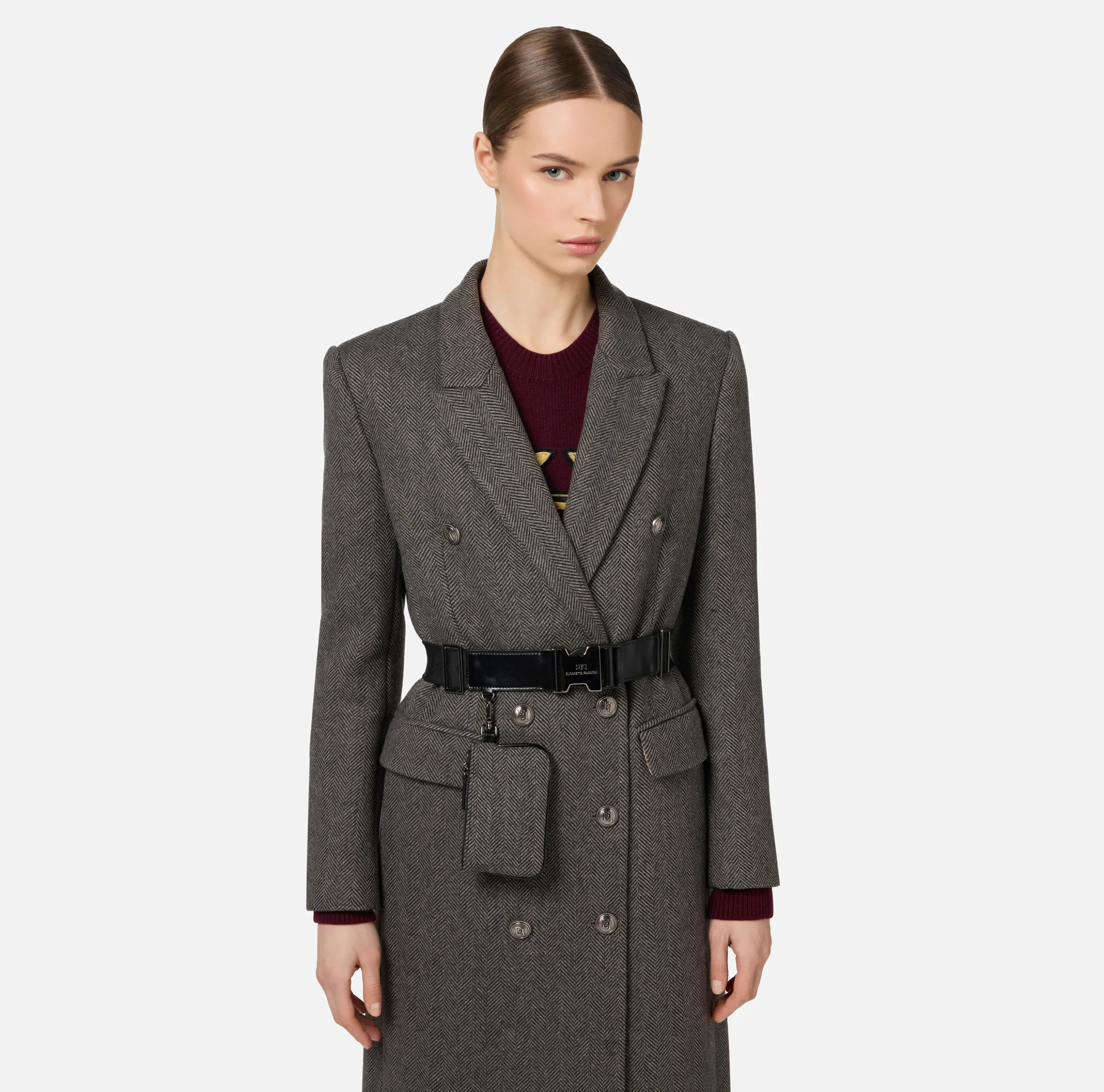Cappotto doppiopetto con cintura utility