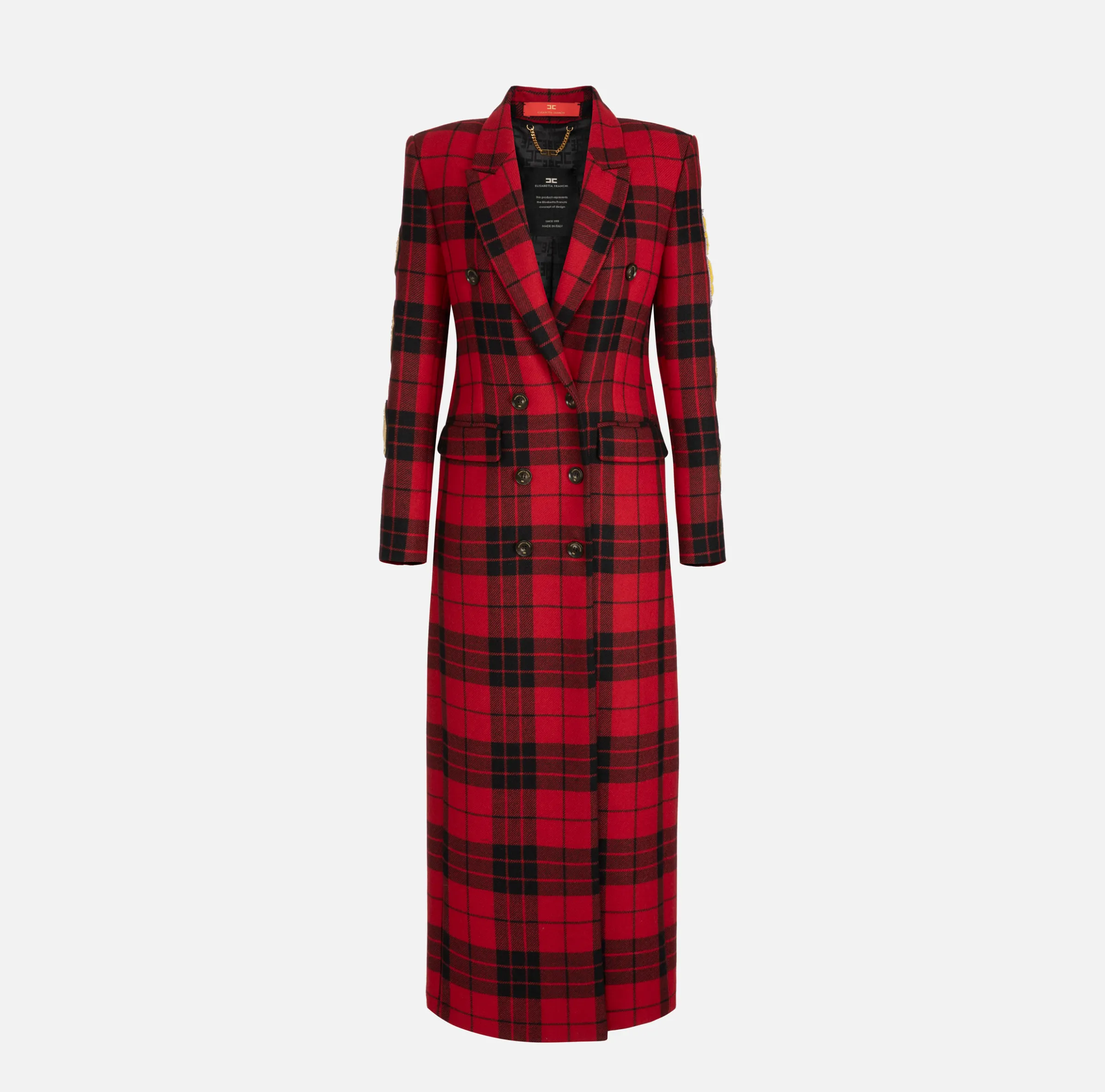 Cappotto doppiopetto in misto lana con patch