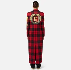 Cappotto doppiopetto in misto lana con patch