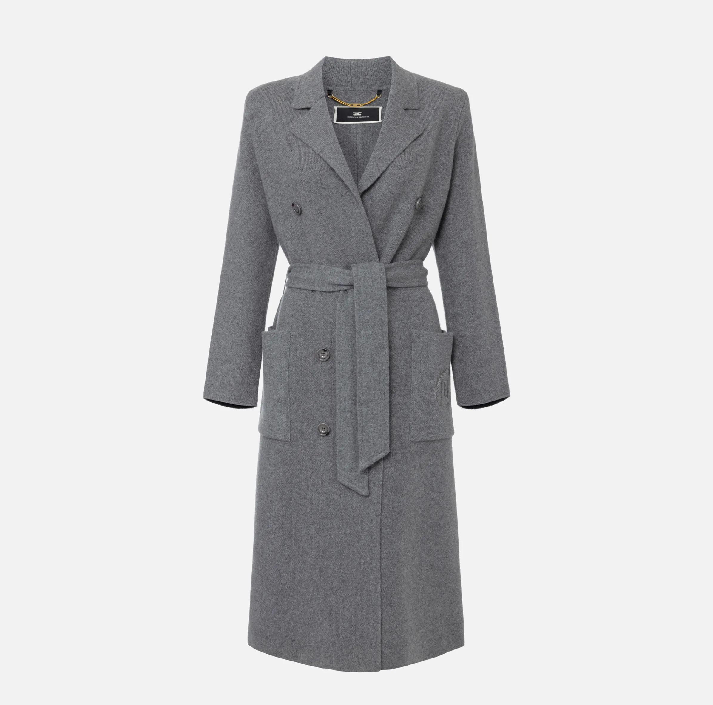 Cappotto vestaglia in lana e cashmere con stemma
