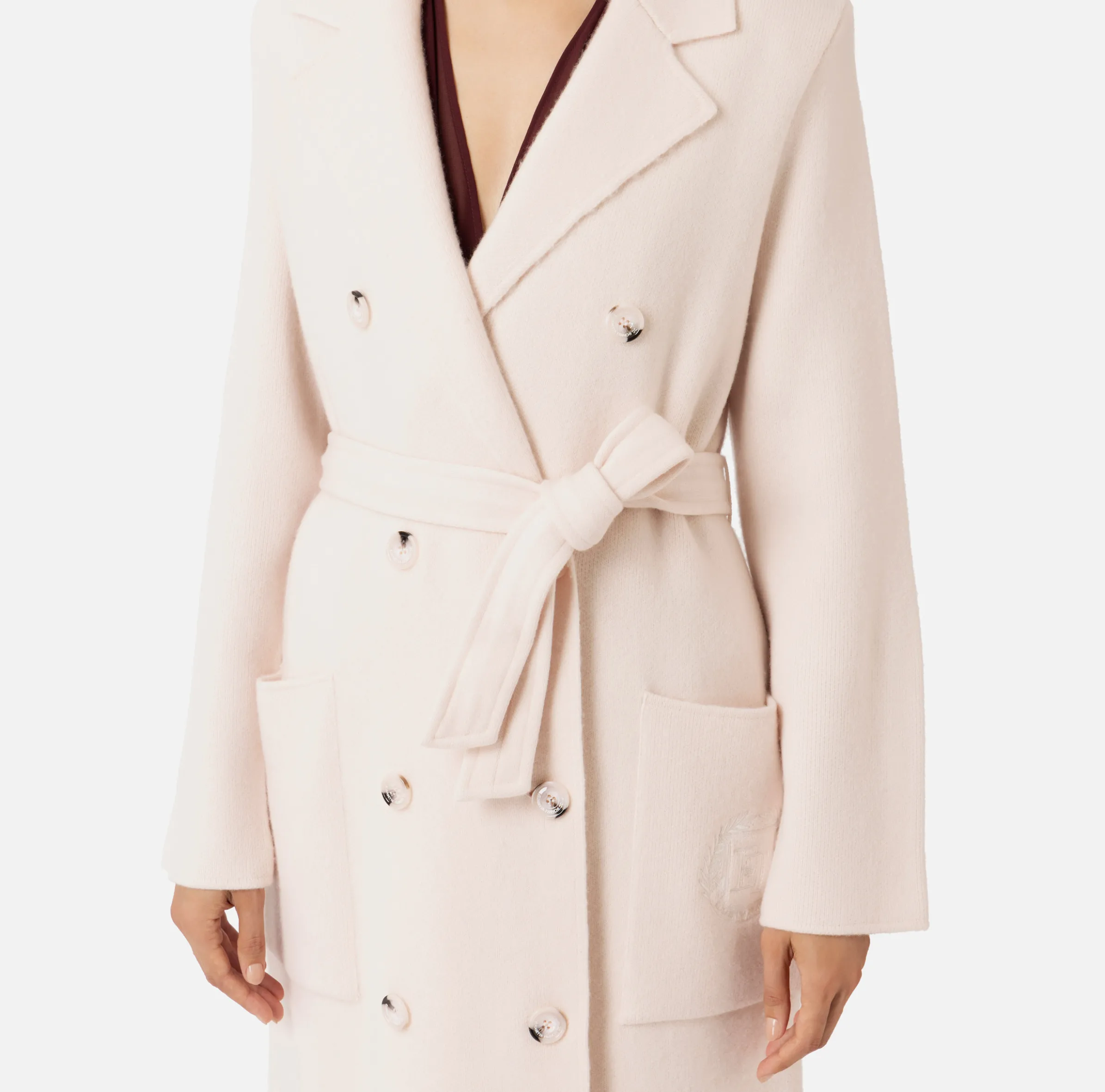Cappotto vestaglia in lana e cashmere con stemma