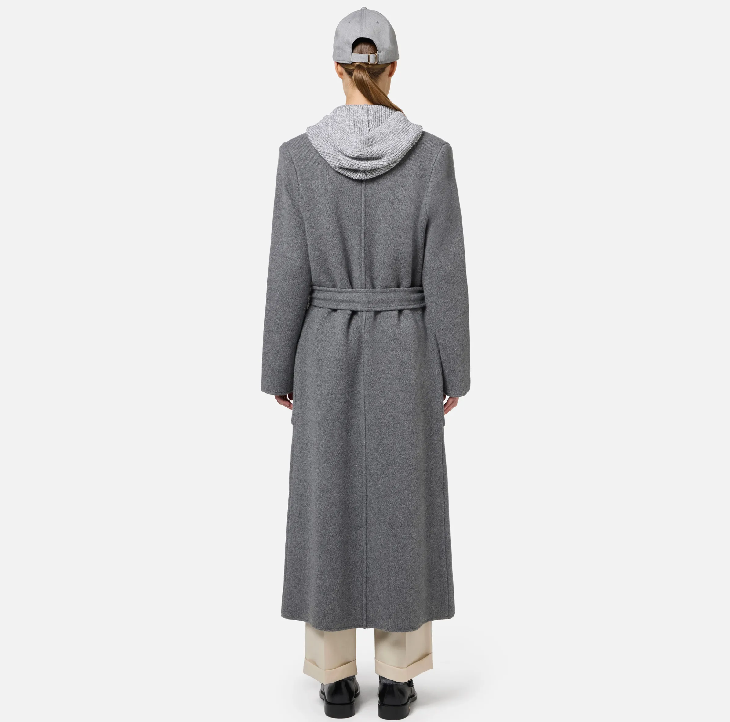 Cappotto vestaglia in lana e cashmere con stemma