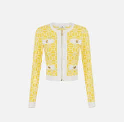 Cardigan cropped logo jacquard