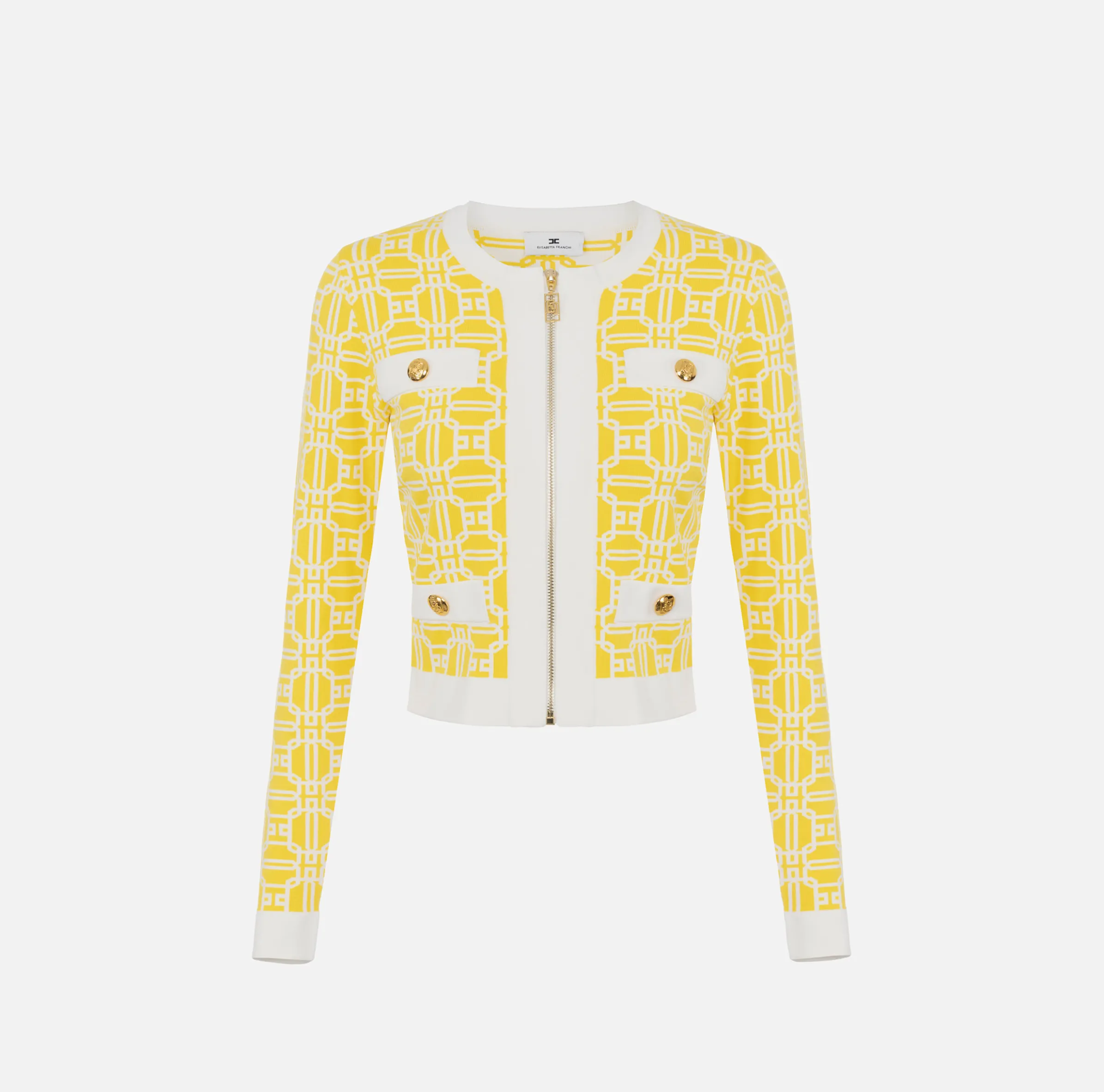 Cardigan cropped logo jacquard
