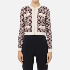 Cardigan cropped logo jacquard