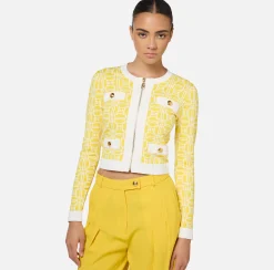 Cardigan cropped logo jacquard