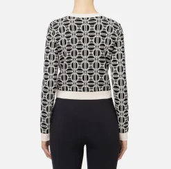 Cardigan cropped logo jacquard