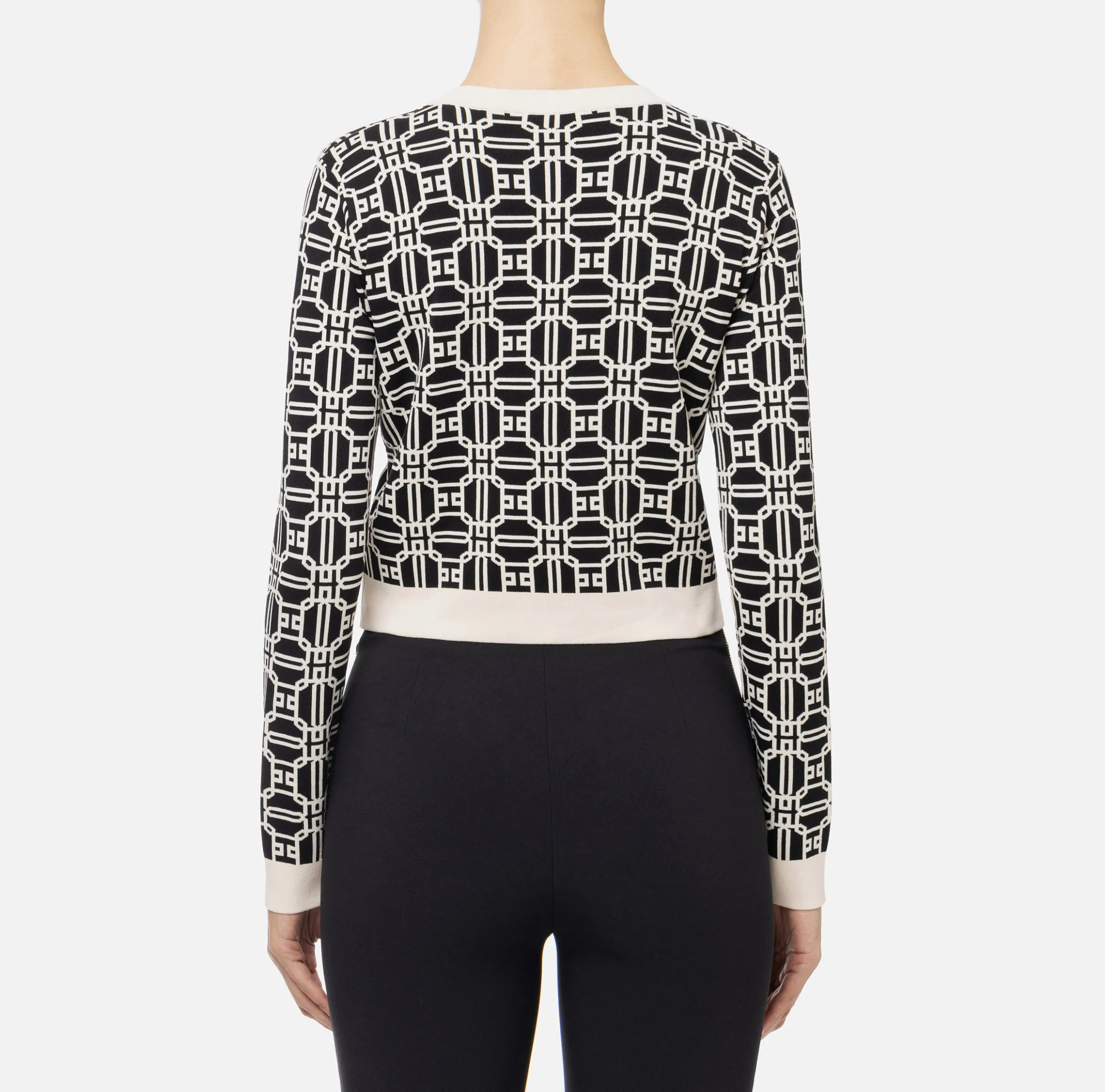 Cardigan cropped logo jacquard