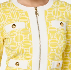 Cardigan cropped logo jacquard