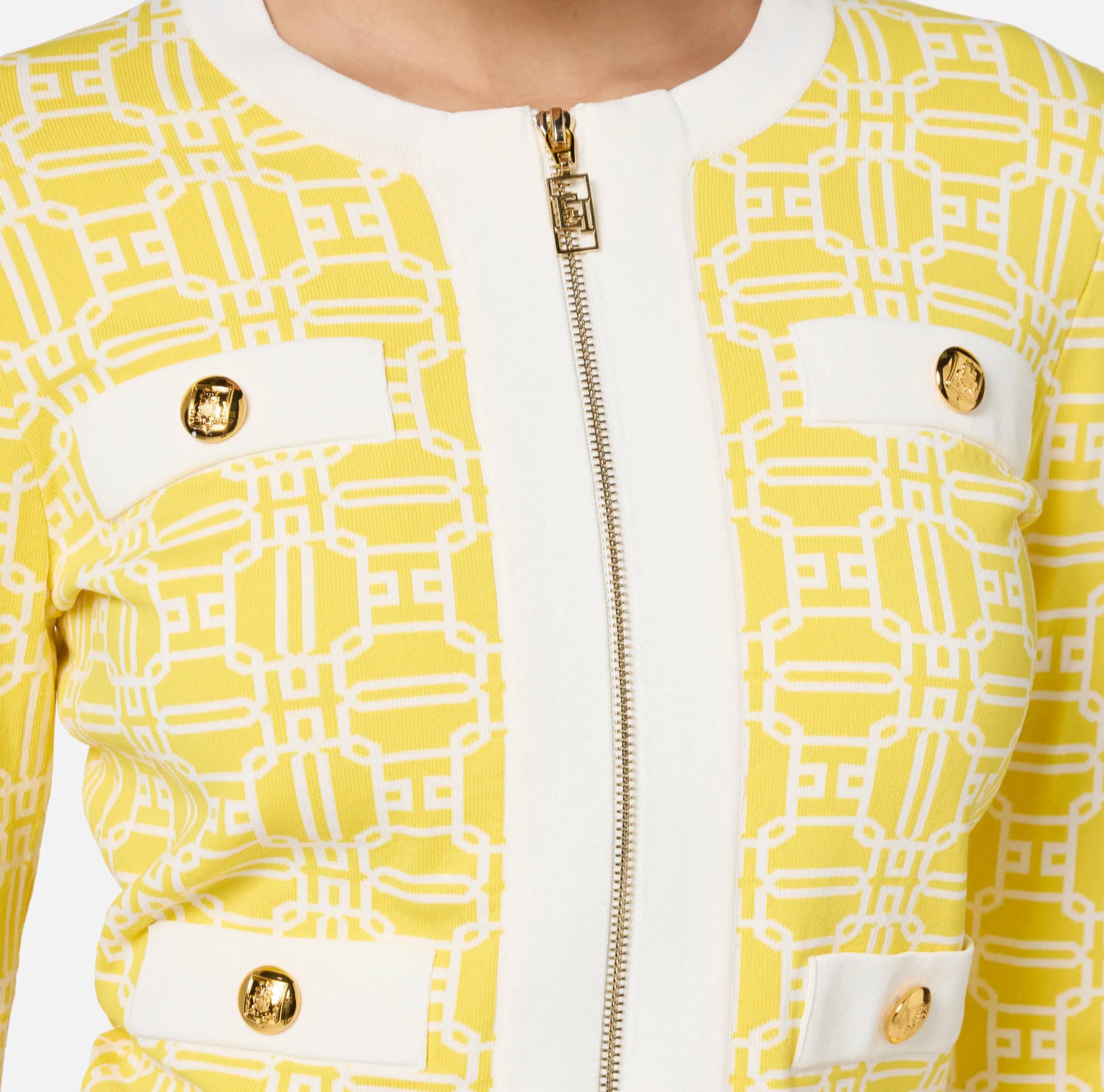 Cardigan cropped logo jacquard
