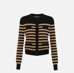 Cardigan in lana a righe