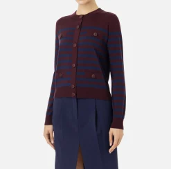 Cardigan in lana a righe